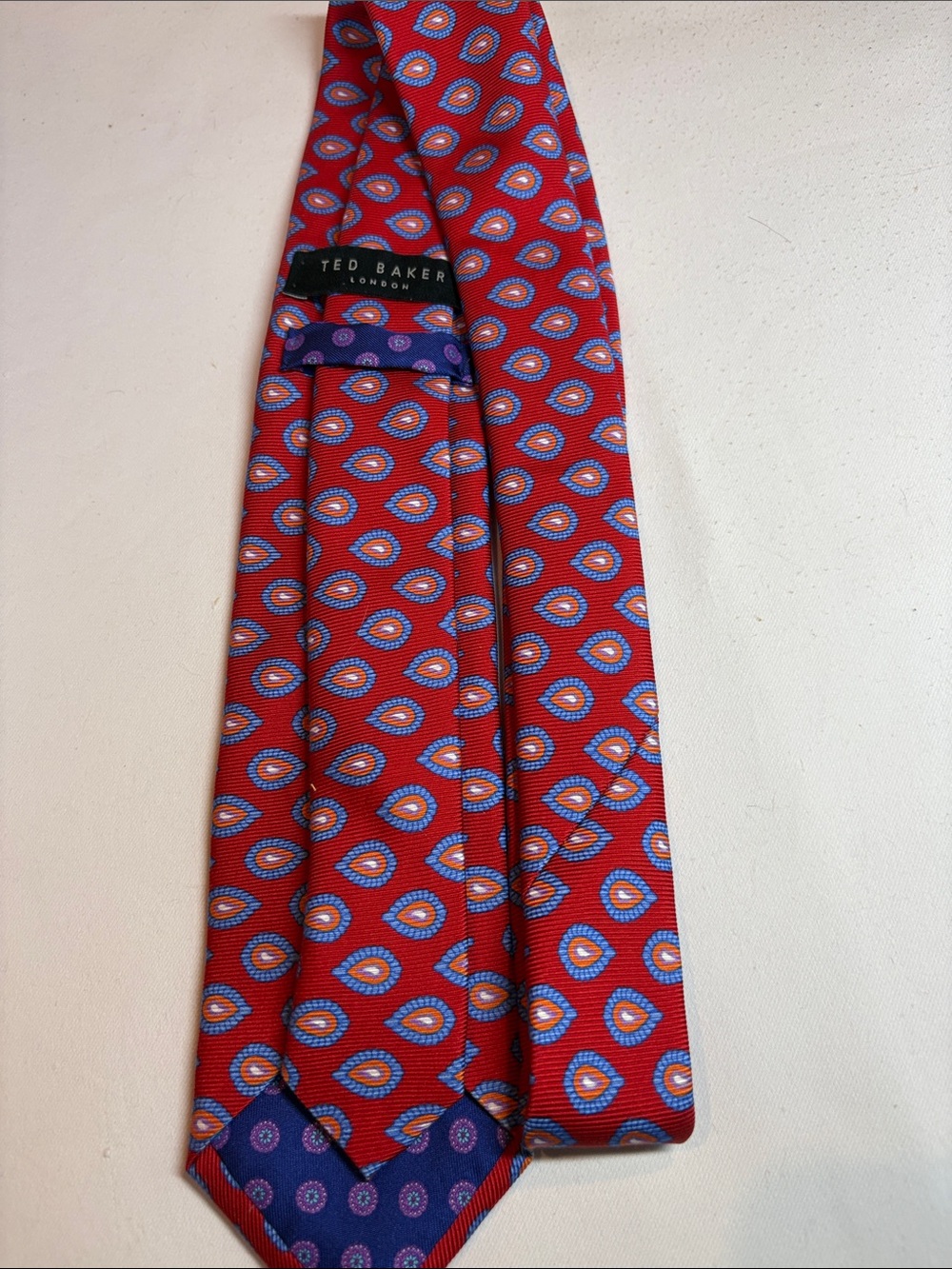 Ted Baker Red and Blue Patterned Silk Tie